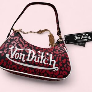Von Dutch Leopard Print Shoulder Bag